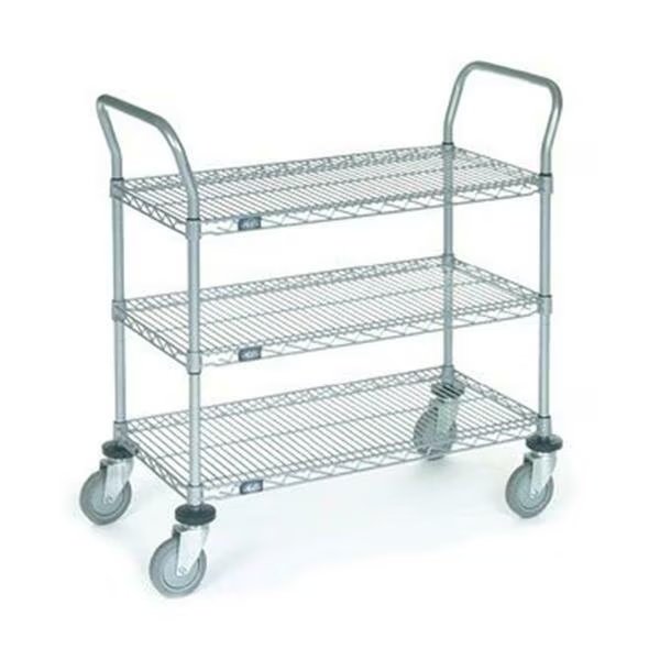 21 x 42 x 3 in. Shelf Utility Cart--Pneumatic Caster- Chrome, Nexel, Mfr#: 2142N3C